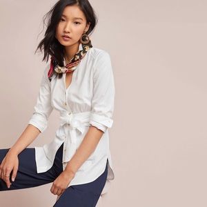NEW Anthropologie Maeve Tie Front Poplin Blouse